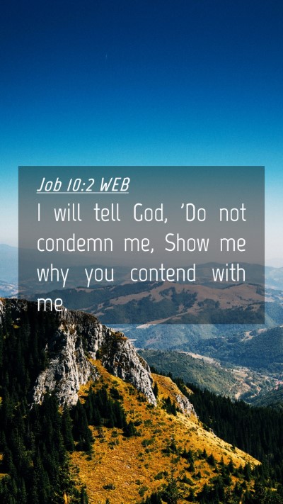 Picture 04 - Job 10:2 WEB Mobile Phone Wallpaper - I will tell God, 'Do not condemn me, Show me why - Mobile Bible Verse Wallpaper