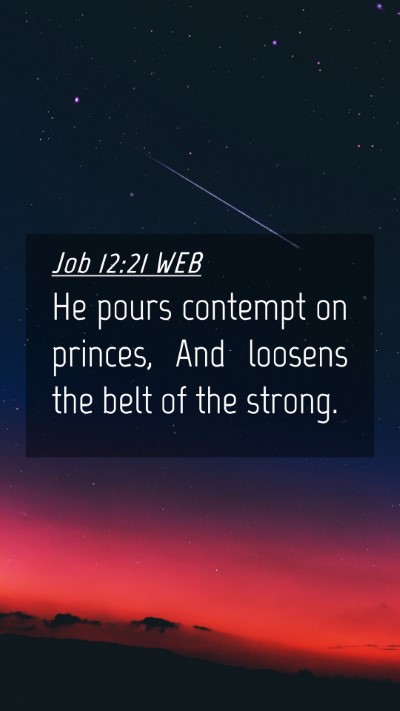 Picture 04 - Job 12:21 WEB Mobile Phone Wallpaper - He pours contempt on princes, And loosens the - Mobile Bible Verse Wallpaper