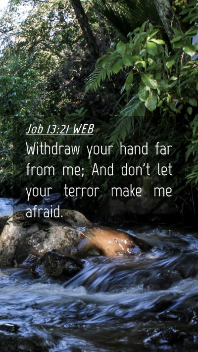 Picture 04 - Job 13:21 WEB Mobile Phone Wallpaper - Withdraw your hand far from me; And don't let - Mobile Bible Verse Wallpaper