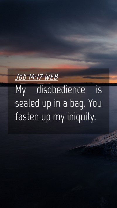 Picture 04 - Job 14:17 WEB Mobile Phone Wallpaper - My disobedience is sealed up in a bag. You fasten - Mobile Bible Verse Wallpaper