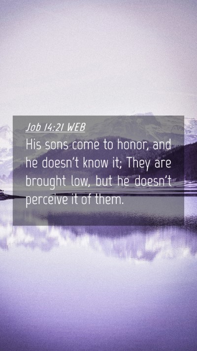 Picture 04 - Job 14:21 WEB Mobile Phone Wallpaper - His sons come to honor, and he doesn't know it; - Mobile Bible Verse Wallpaper