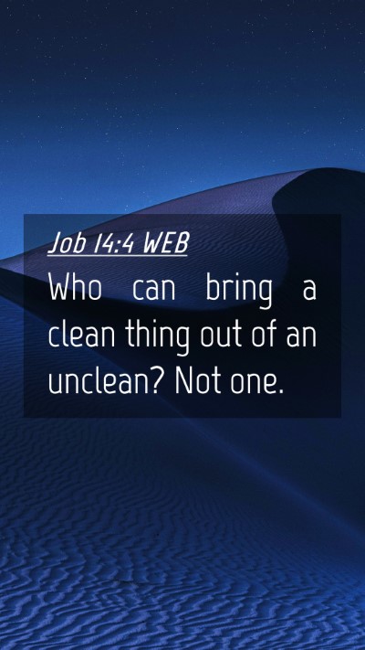 Picture 04 - Job 14:4 WEB Mobile Phone Wallpaper - Who can bring a clean thing out of an unclean? - Mobile Bible Verse Wallpaper