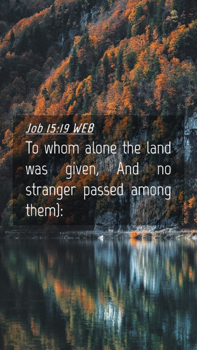 Picture 04 - Job 15:19 WEB Mobile Phone Wallpaper - To whom alone the land was given, And no stranger - Mobile Bible Verse Wallpaper