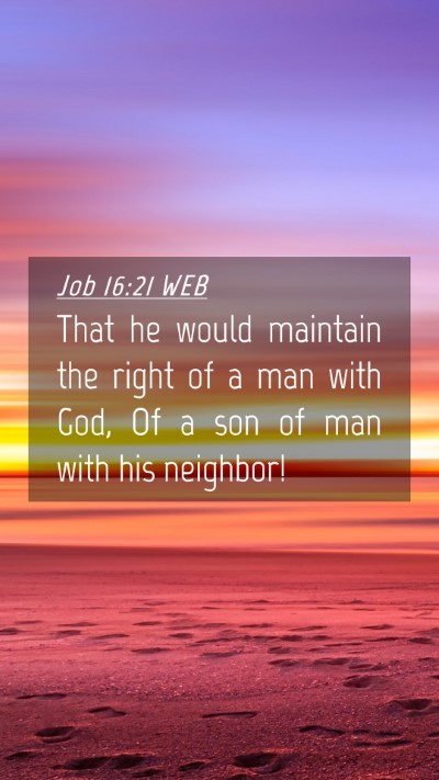 Picture 04 - Job 16:21 WEB Mobile Phone Wallpaper - That he would maintain the right of a man with - Mobile Bible Verse Wallpaper