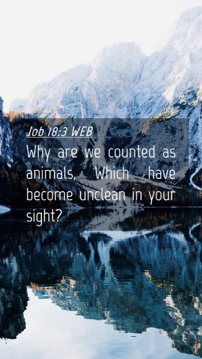 Picture 04 - Job 18:3 WEB Mobile Phone Wallpaper - Why are we counted as animals, Which have become - Mobile Bible Verse Wallpaper