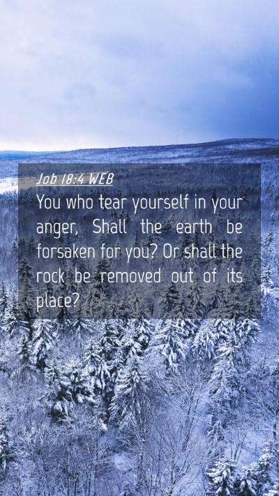 Picture 04 - Job 18:4 WEB Mobile Phone Wallpaper - You who tear yourself in your anger, Shall the - Mobile Bible Verse Wallpaper