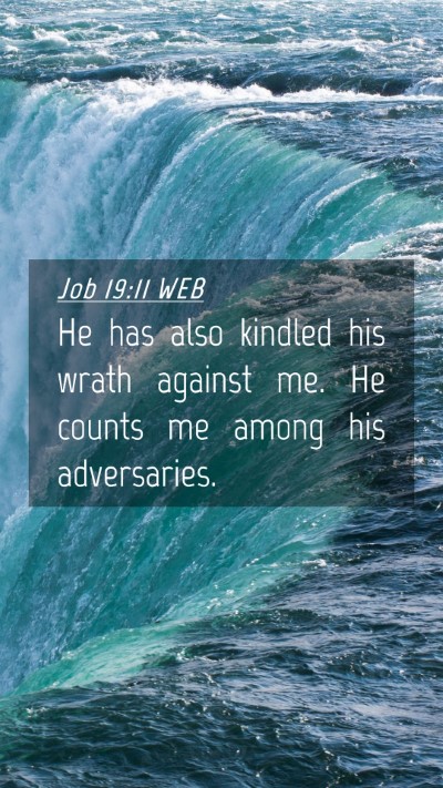 Picture 04 - Job 19:11 WEB Mobile Phone Wallpaper - He has also kindled his wrath against me. He - Mobile Bible Verse Wallpaper