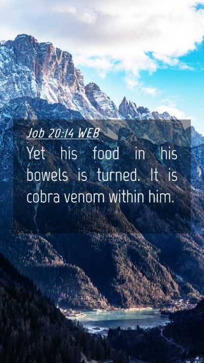 Picture 04 - Job 20:14 WEB Mobile Phone Wallpaper - Yet his food in his bowels is turned. It is cobra - Mobile Bible Verse Wallpaper