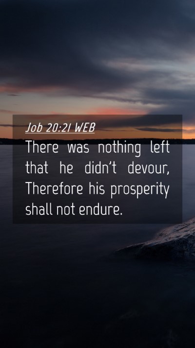 Picture 04 - Job 20:21 WEB Mobile Phone Wallpaper - There was nothing left that he didn't devour, - Mobile Bible Verse Wallpaper