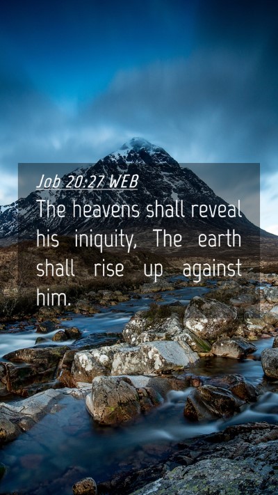 Picture 04 - Job 20:27 WEB Mobile Phone Wallpaper - The heavens shall reveal his iniquity, The earth - Mobile Bible Verse Wallpaper