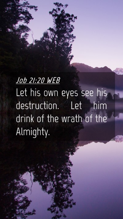 Picture 04 - Job 21:20 WEB Mobile Phone Wallpaper - Let his own eyes see his destruction. Let him - Mobile Bible Verse Wallpaper