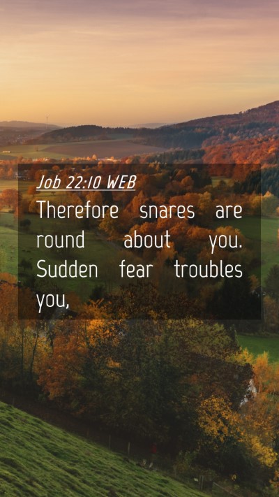Picture 04 - Job 22:10 WEB Mobile Phone Wallpaper - Therefore snares are round about you. Sudden fear - Mobile Bible Verse Wallpaper