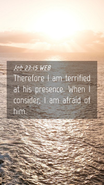 Picture 04 - Job 23:15 WEB Mobile Phone Wallpaper - Therefore I am terrified at his presence. When I - Mobile Bible Verse Wallpaper
