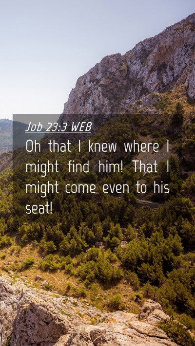 Picture 04 - Job 23:3 WEB Mobile Phone Wallpaper - Oh that I knew where I might find him! That I - Mobile Bible Verse Wallpaper