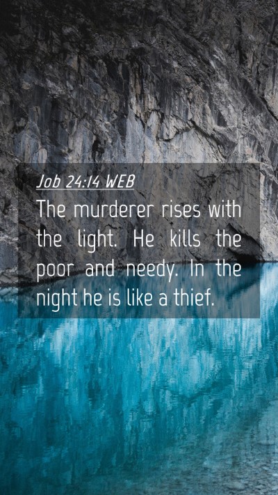 Picture 04 - Job 24:14 WEB Mobile Phone Wallpaper - The murderer rises with the light. He kills the - Mobile Bible Verse Wallpaper