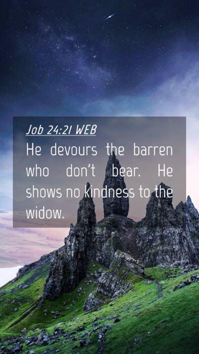 Picture 04 - Job 24:21 WEB Mobile Phone Wallpaper - He devours the barren who don't bear. He shows no - Mobile Bible Verse Wallpaper