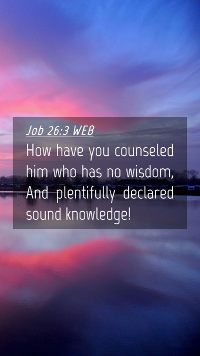 Picture 04 - Job 26:3 WEB Mobile Phone Wallpaper - How have you counseled him who has no wisdom, And - Mobile Bible Verse Wallpaper