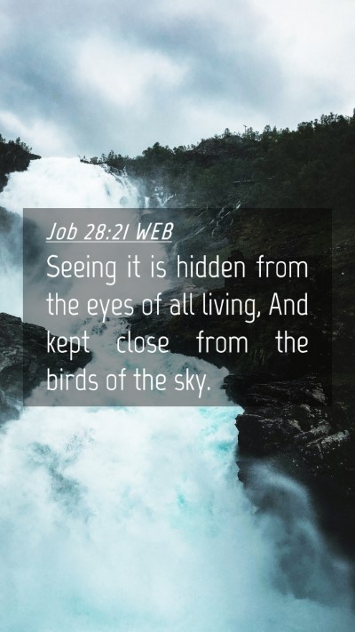 Picture 04 - Job 28:21 WEB Mobile Phone Wallpaper - Seeing it is hidden from the eyes of all living, - Mobile Bible Verse Wallpaper