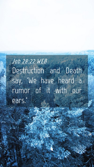 Picture 04 - Job 28:22 WEB Mobile Phone Wallpaper - Destruction and Death say, 'We have heard a rumor - Mobile Bible Verse Wallpaper