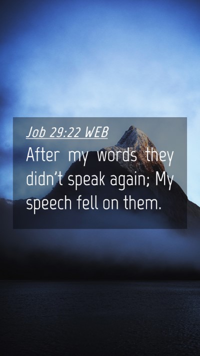 Picture 04 - Job 29:22 WEB Mobile Phone Wallpaper - After my words they didn't speak again; My speech - Mobile Bible Verse Wallpaper
