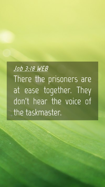 Picture 04 - Job 3:18 WEB Mobile Phone Wallpaper - There the prisoners are at ease together. They - Mobile Bible Verse Wallpaper