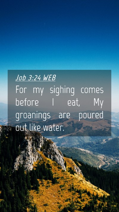 Picture 04 - Job 3:24 WEB Mobile Phone Wallpaper - For my sighing comes before I eat, My groanings - Mobile Bible Verse Wallpaper
