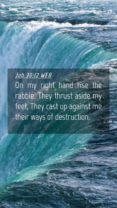 Picture 04 - Job 30:12 WEB Mobile Phone Wallpaper - On my right hand rise the rabble. They thrust - Mobile Bible Verse Wallpaper