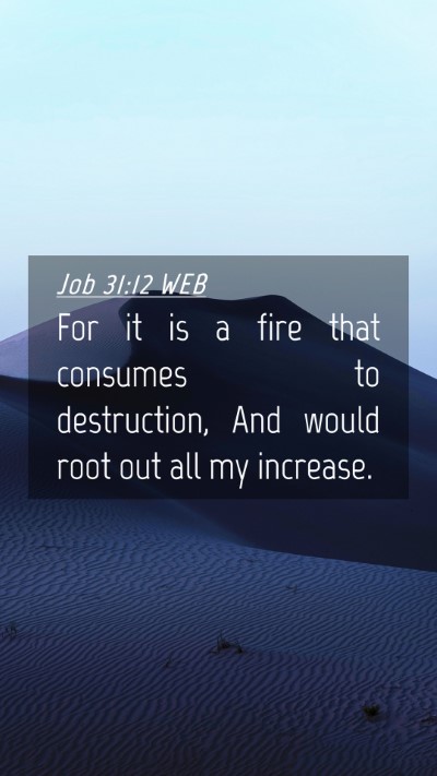 Picture 04 - Job 31:12 WEB Mobile Phone Wallpaper - For it is a fire that consumes to destruction, - Mobile Bible Verse Wallpaper