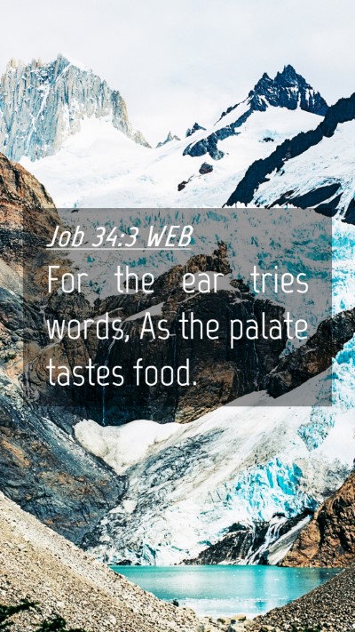 Picture 04 - Job 34:3 WEB Mobile Phone Wallpaper - For the ear tries words, As the palate tastes - Mobile Bible Verse Wallpaper