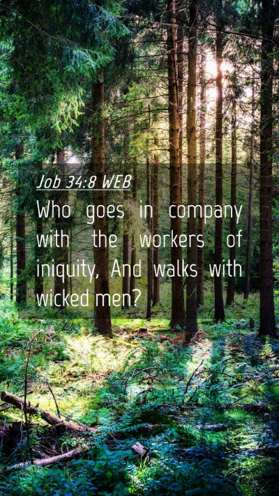 Picture 04 - Job 34:8 WEB Mobile Phone Wallpaper - Who goes in company with the workers of iniquity, - Mobile Bible Verse Wallpaper