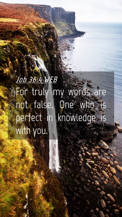 Picture 04 - Job 36:4 WEB Mobile Phone Wallpaper - For truly my words are not false. One who is - Mobile Bible Verse Wallpaper