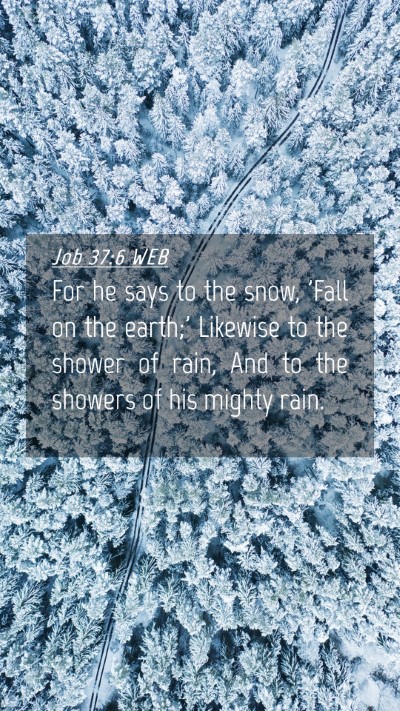 Picture 04 - Job 37:6 WEB Mobile Phone Wallpaper - For he says to the snow, 'Fall on the earth;' - Mobile Bible Verse Wallpaper