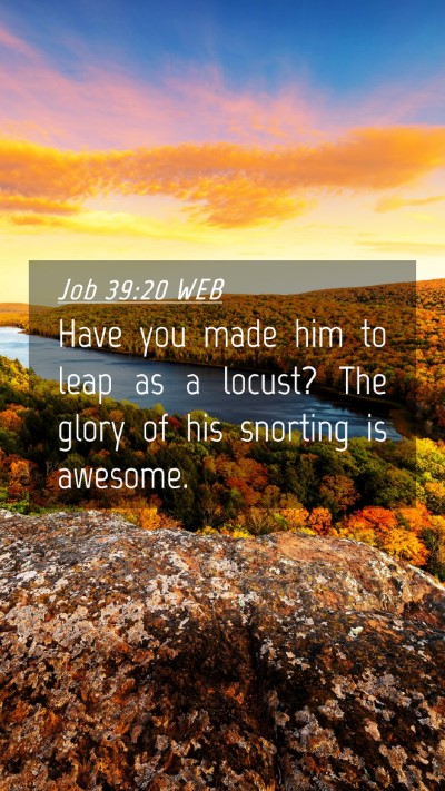 Picture 04 - Job 39:20 WEB Mobile Phone Wallpaper - Have you made him to leap as a locust? The glory - Mobile Bible Verse Wallpaper
