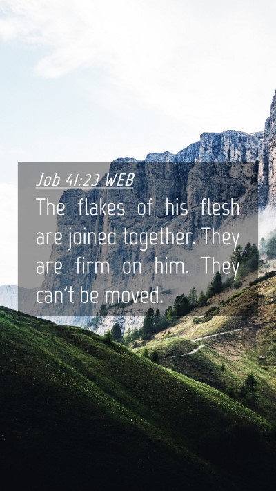 Picture 04 - Job 41:23 WEB Mobile Phone Wallpaper - The flakes of his flesh are joined together. They - Mobile Bible Verse Wallpaper