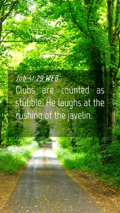 Picture 04 - Job 41:29 WEB Mobile Phone Wallpaper - Clubs are counted as stubble. He laughs at the - Mobile Bible Verse Wallpaper