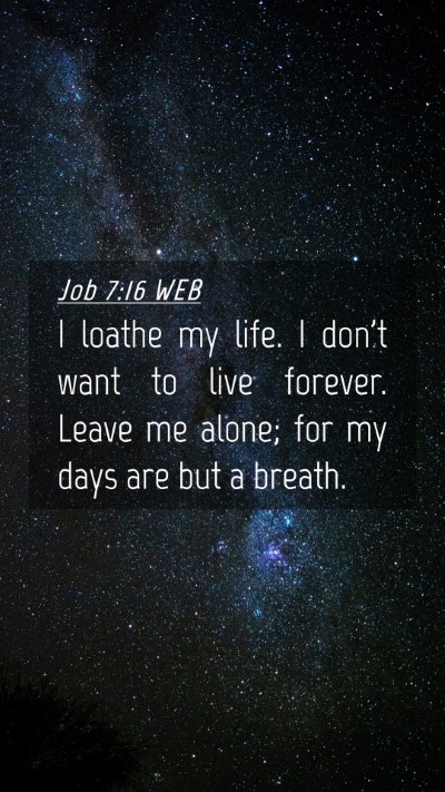 Picture 04 - Job 7:16 WEB Mobile Phone Wallpaper - I loathe my life. I don't want to live forever. - Mobile Bible Verse Wallpaper