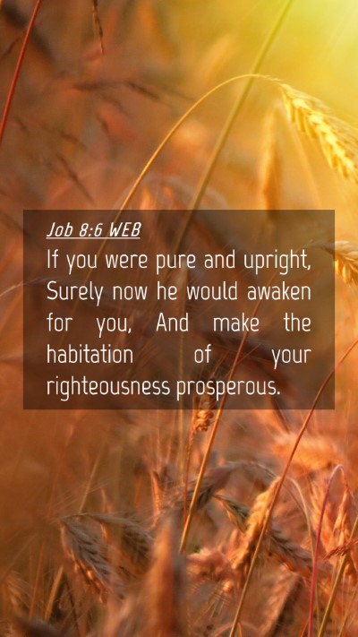 Picture 04 - Job 8:6 WEB Mobile Phone Wallpaper - If you were pure and upright, Surely now he would - Mobile Bible Verse Wallpaper