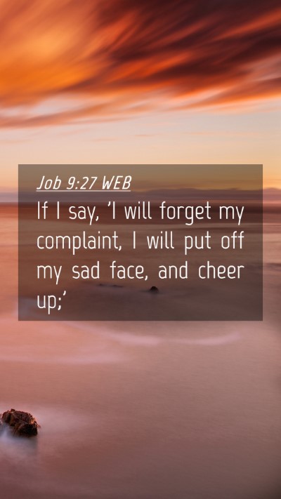 Picture 04 - Job 9:27 WEB Mobile Phone Wallpaper - If I say, 'I will forget my complaint, I will put - Mobile Bible Verse Wallpaper