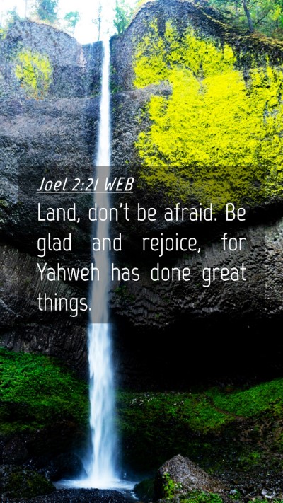 Picture 04 - Joel 2:21 WEB Mobile Phone Wallpaper - Land, don't be afraid. Be glad and rejoice, for - Mobile Bible Verse Wallpaper