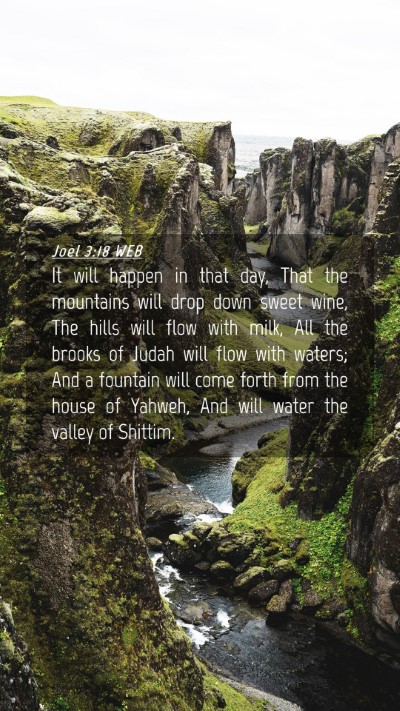 Picture 04 - Joel 3:18 WEB Mobile Phone Wallpaper - It will happen in that day, That the mountains - Mobile Bible Verse Wallpaper