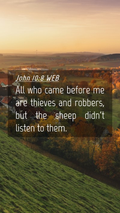 Picture 04 - John 10:8 WEB Mobile Phone Wallpaper - All who came before me are thieves and robbers, - Mobile Bible Verse Wallpaper