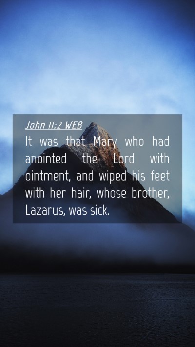 Picture 04 - John 11:2 WEB Mobile Phone Wallpaper - It was that Mary who had anointed the Lord with - Mobile Bible Verse Wallpaper
