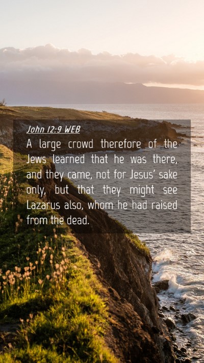 Picture 04 - John 12:9 WEB Mobile Phone Wallpaper - A large crowd therefore of the Jews learned that - Mobile Bible Verse Wallpaper