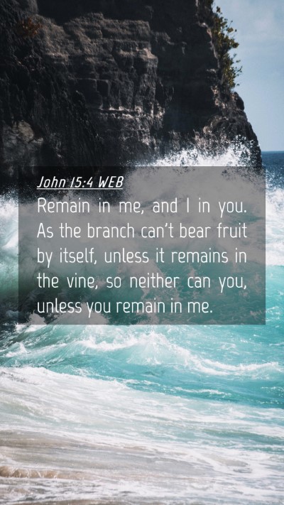 Picture 04 - John 15:4 WEB Mobile Phone Wallpaper - Remain in me, and I in you. As the branch can't - Mobile Bible Verse Wallpaper