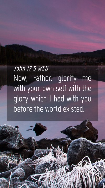 Picture 04 - John 17:5 WEB Mobile Phone Wallpaper - Now, Father, glorify me with your own self with - Mobile Bible Verse Wallpaper