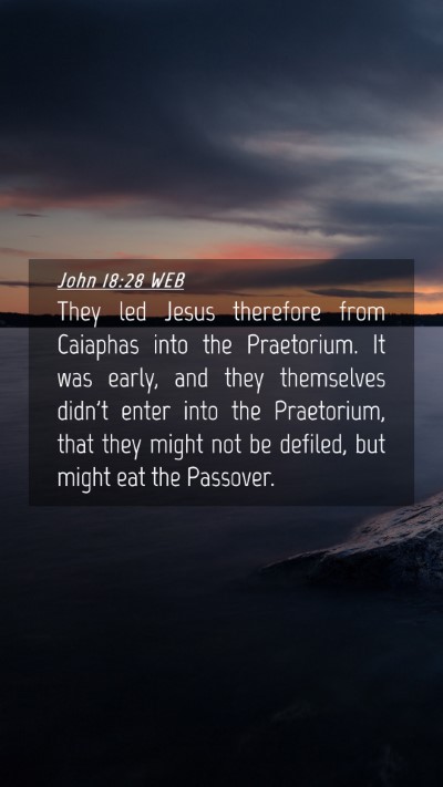 Picture 04 - John 18:28 WEB Mobile Phone Wallpaper - They led Jesus therefore from Caiaphas into the - Mobile Bible Verse Wallpaper