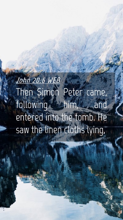Picture 04 - John 20:6 WEB Mobile Phone Wallpaper - Then Simon Peter came, following him, and entered - Mobile Bible Verse Wallpaper