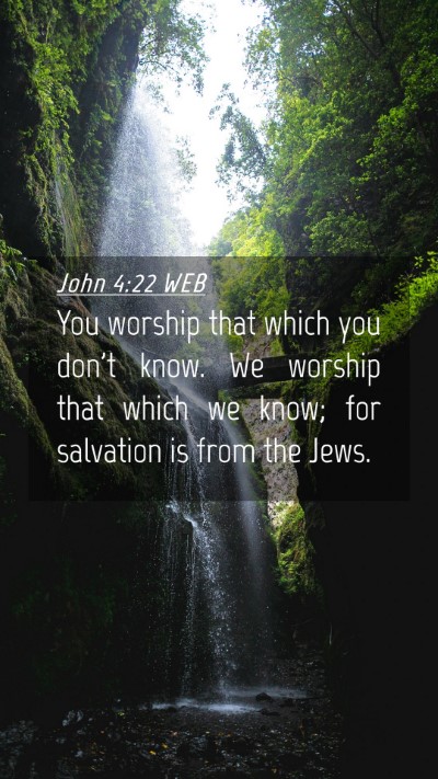 Picture 04 - John 4:22 WEB Mobile Phone Wallpaper - You worship that which you don't know. We worship - Mobile Bible Verse Wallpaper
