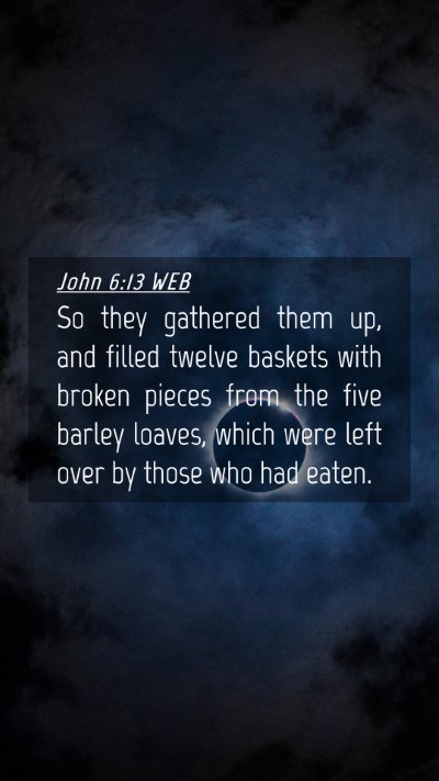 Picture 04 - John 6:13 WEB Mobile Phone Wallpaper - So they gathered them up, and filled twelve - Mobile Bible Verse Wallpaper