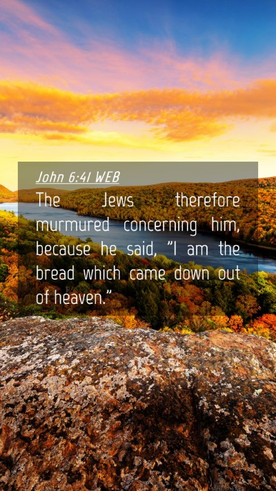 Picture 04 - John 6:41 WEB Mobile Phone Wallpaper - The Jews therefore murmured concerning him, - Mobile Bible Verse Wallpaper
